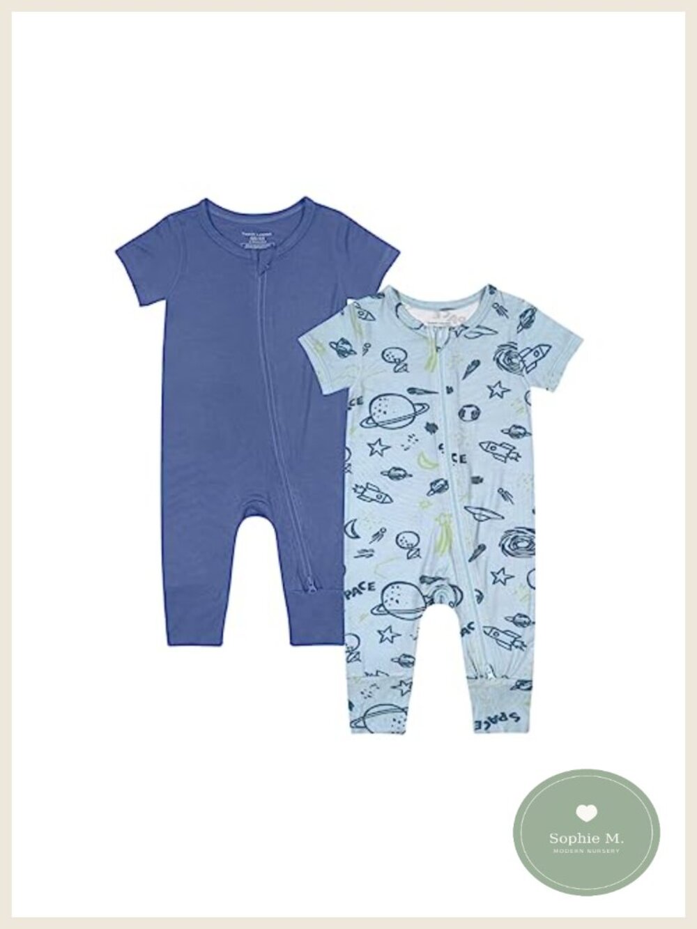 2-Pack Baby Bamboo Viscose Pajamas Romper Short Sleeve Footless Unisex